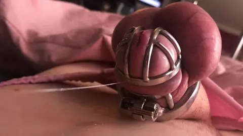 Trans Shemale Struggles and Drips During Intense Blowjob Session