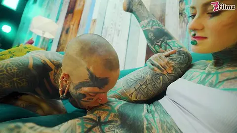 Tattooed Trans and Alt Girl Play With Toys in Bedroom