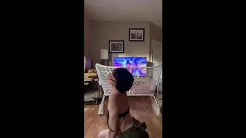 Nerdy TS in Glasses Gets Deepthroat Blowjob