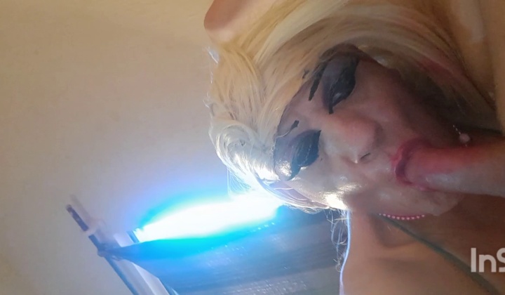 Trans Babe Sucks Guy's Cock Deeply