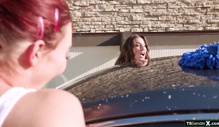 Trans Babe Emma Rose Soaps Up in Car Wash