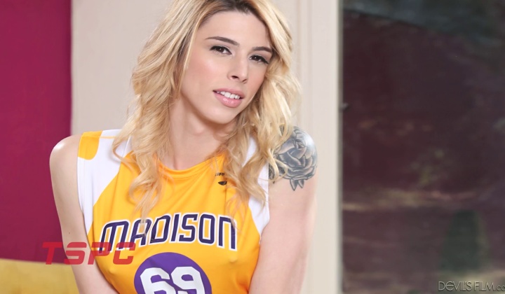 Trans Babe Gets Fucked Hard in Sports Channel Fantasy Scene