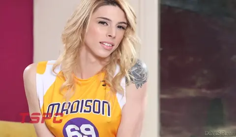 Trans Babe Gets Fucked Hard in Sports Channel Fantasy Scene