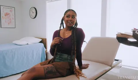 Ebony TS on Girl Anal Blowjob Scene