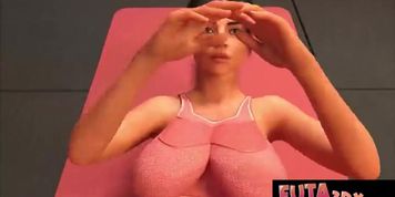 Brunette Shemale Takes Huge Futa Cock Doggy Style