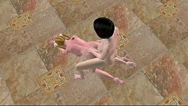 3D Animated TS Doggy Style in Locker Room - Pussy and Ass Fuck