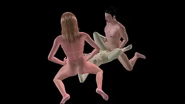 Animated TS Blowjob and Missionary Sex with Double Penetration