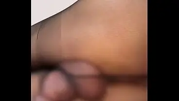 TS in Pantyhose Solo Masturbation with Handjob and Facial