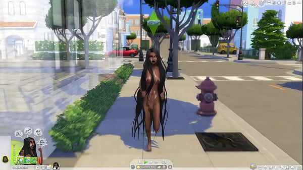 TS Babe Covered in Sperm Walks Publicly in Sims 4