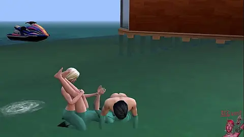 Shemale & Girl Threesome on Beach