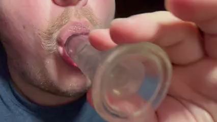 Trans Babe Sucks Own Dildo