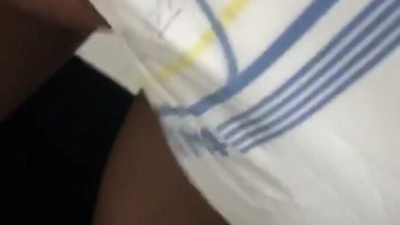 Touching myself in a freshly wet Abena M4